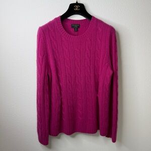 NWT Charter Club 100% Luxury Cashmere Pink Crewneck Cable Knit Sweater